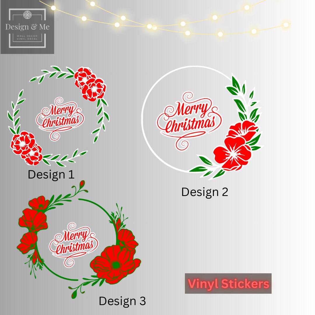 Christmas Wreath, Wreath Decor Removable vinyl Stickers, Christmas Wreath vinyl stickers Decor, Christmas Front Door, Christmas Ornaments,
