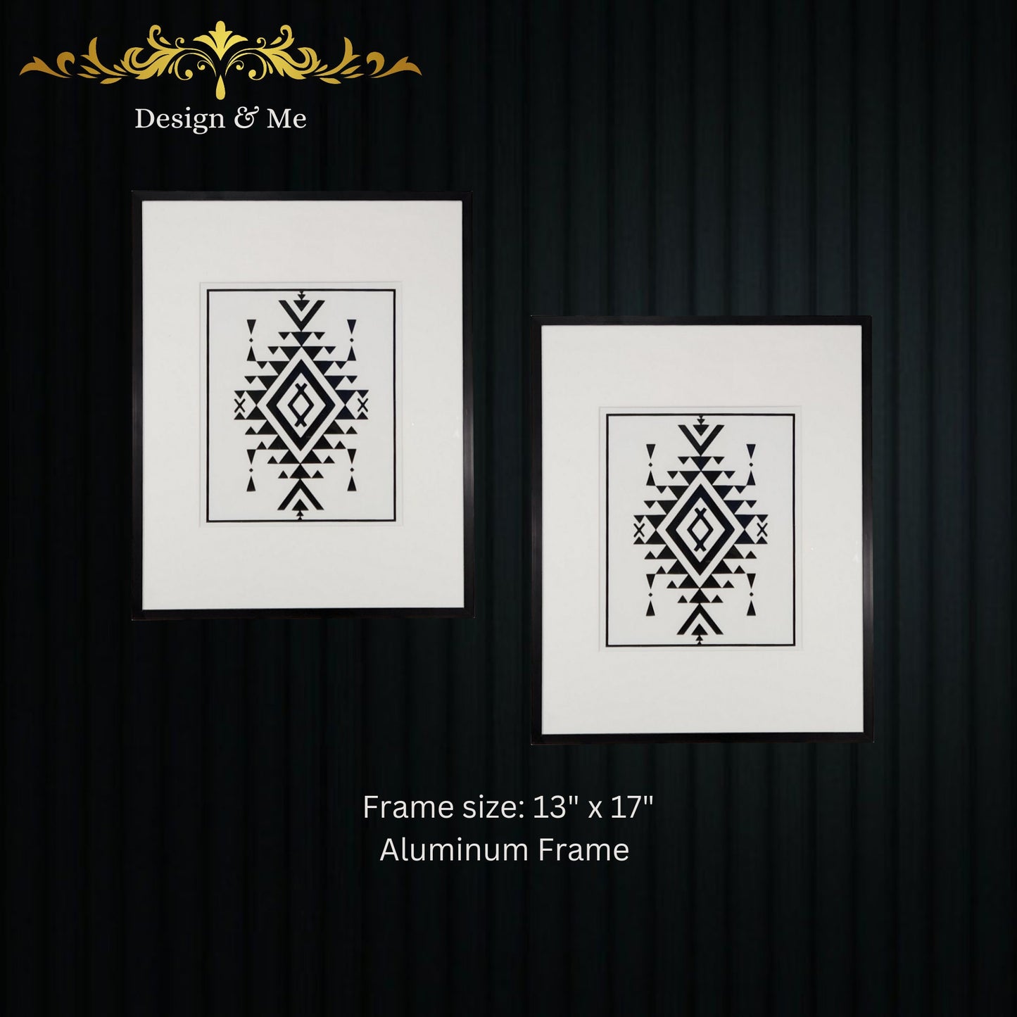 Black and white, Custom, Wall art, Home Décor, Framed Art, Indian Art, Indian, Frame, Handmade, Living room Art. Size 13" x 17" each.