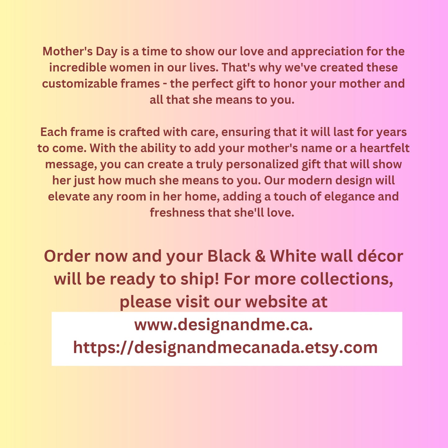 Mother's Day is a time to show our love and appreciation for the incredible women in our lives. customizable frames - the perfect gift.
