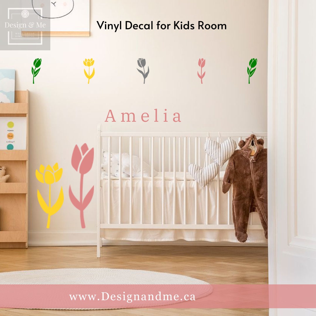 Tulip Flower wall decals, Nature Inspired Wall Decals.