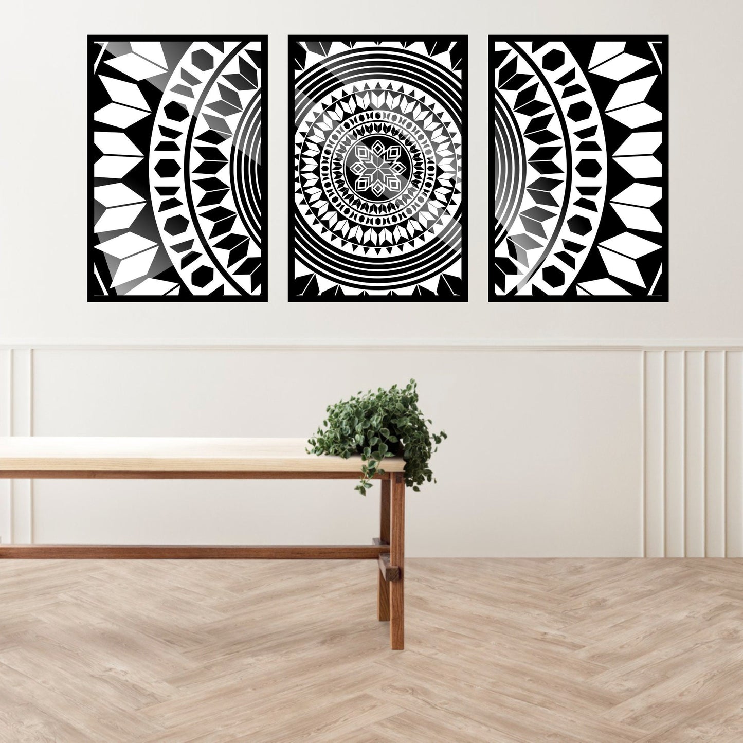 Digital download print set - Modern Gallery Wall Art Set of 3 - Black and white Mandala prints - Printable art Home Décor - Bedroom Décor
