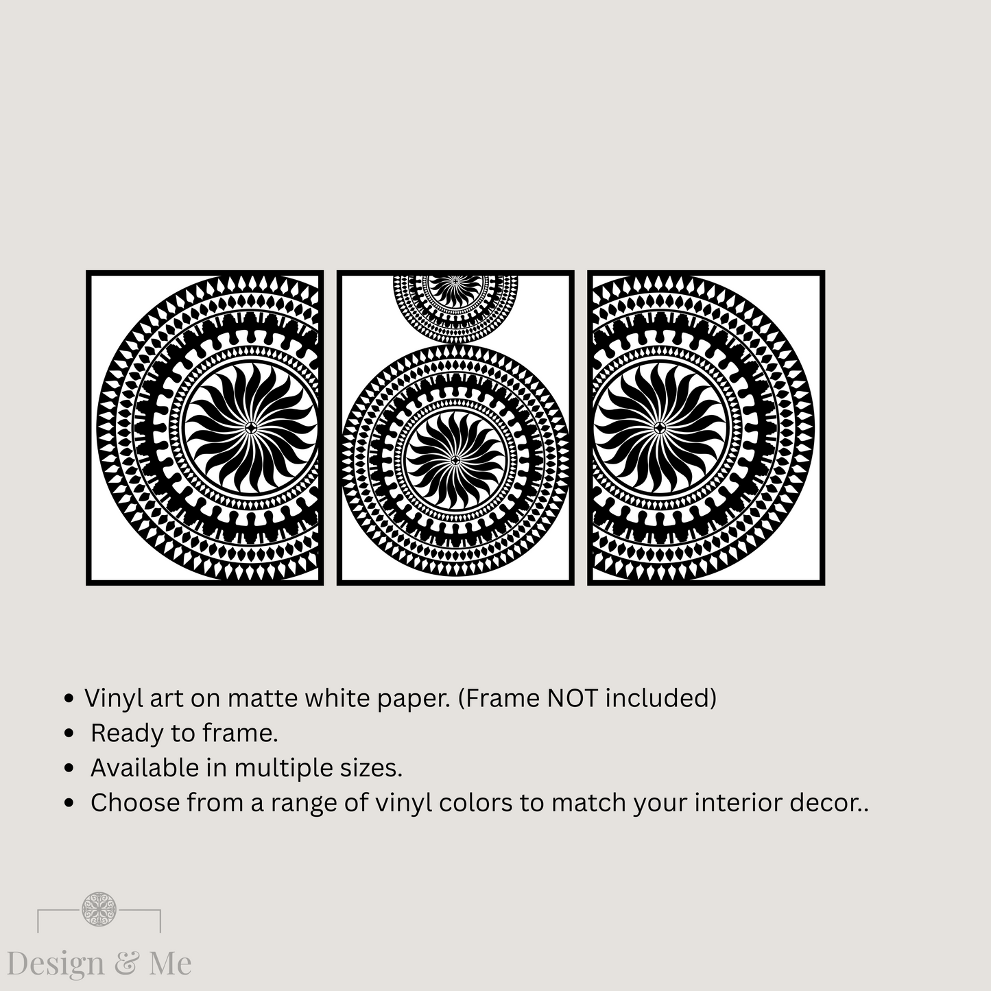 Black and white Vinyl Art on Paper - Modern Home Décor