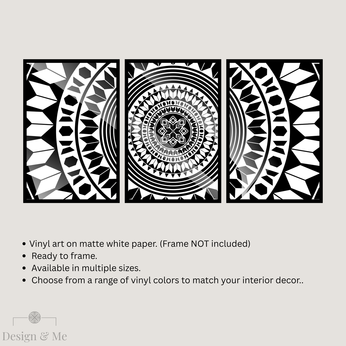 Black and white Vinyl Art on Paper - Modern Home Décor