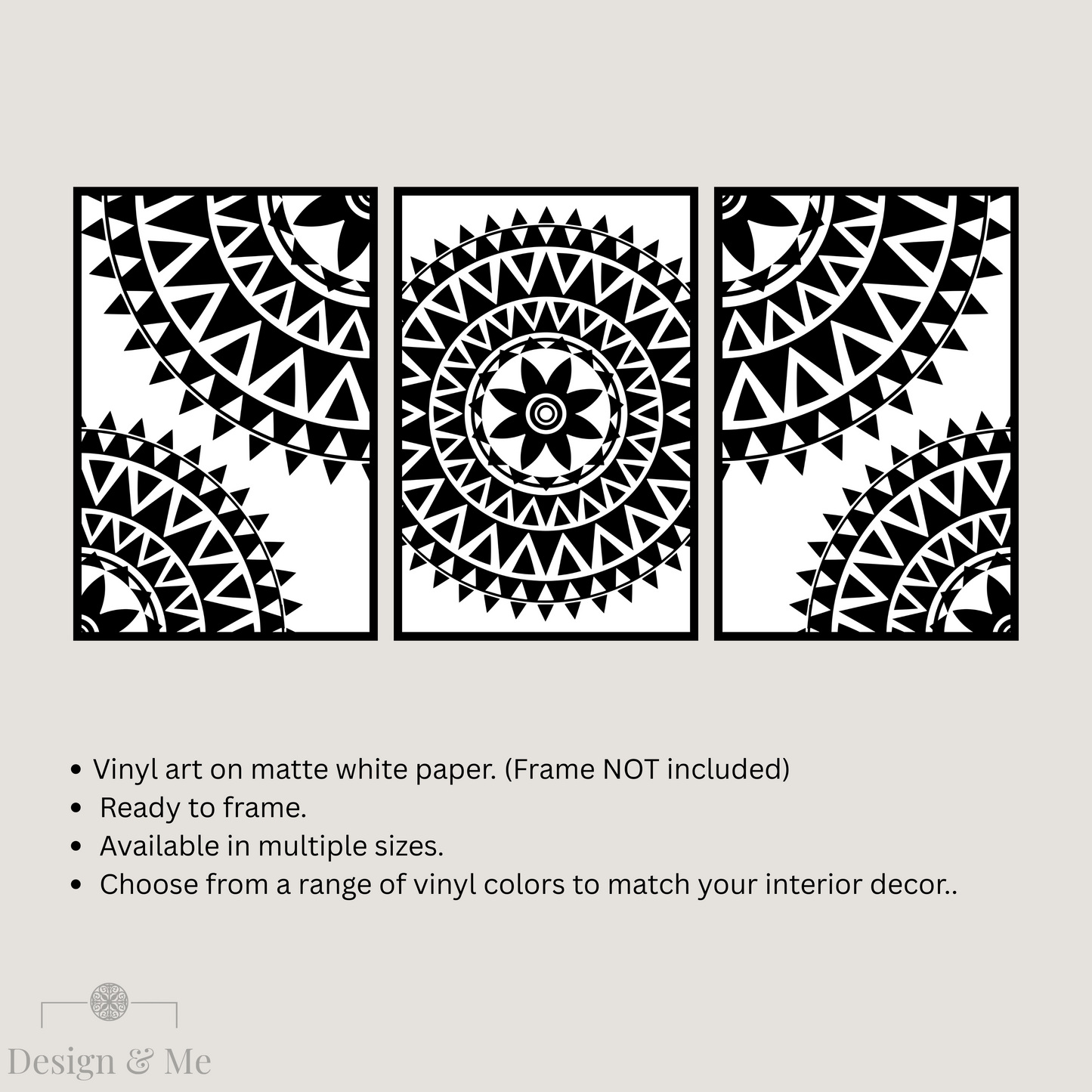 Black and white Vinyl Art on Paper - Modern Home Décor