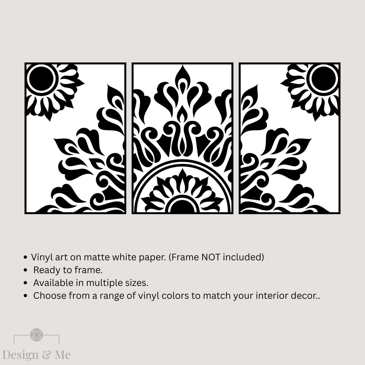 Black and white Vinyl Art on Paper - Modern Home Décor