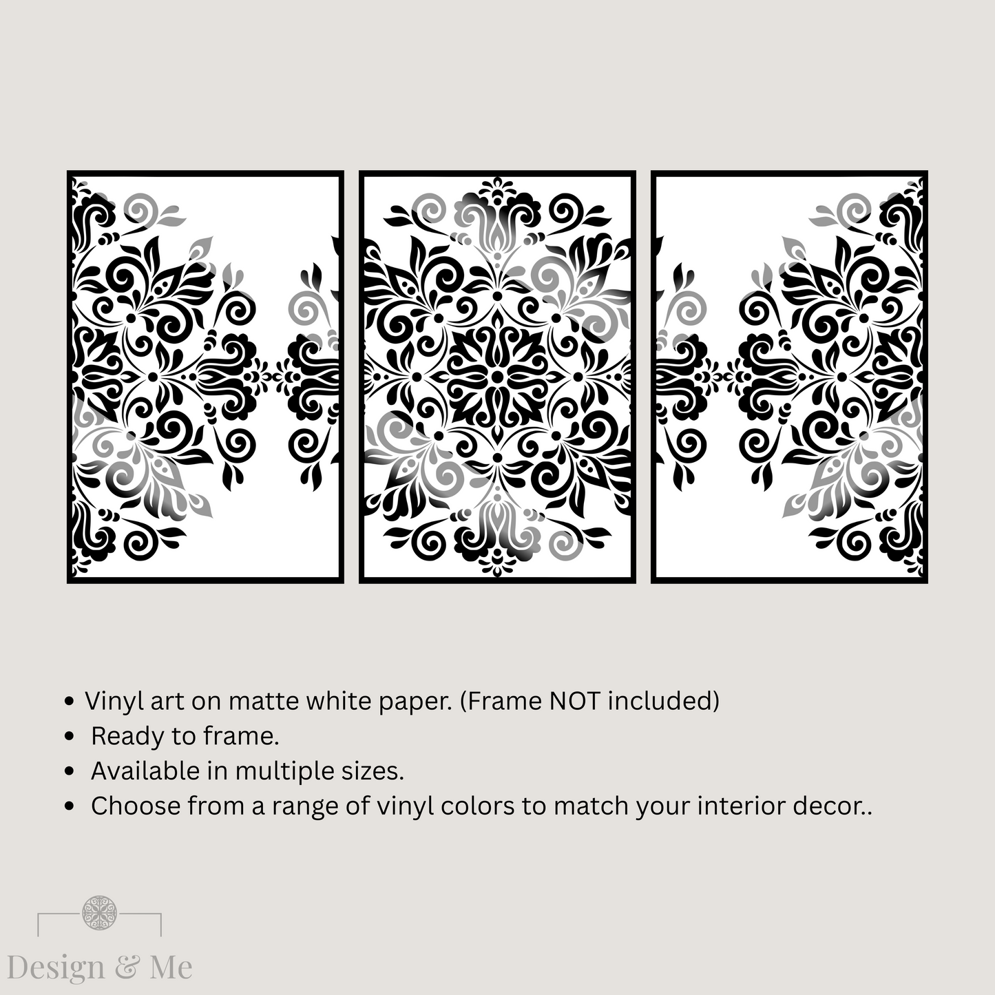 Black and white Vinyl Art on Paper - Modern Home Décor