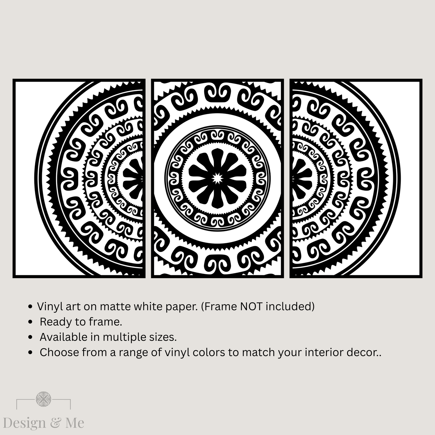 Black and white Vinyl Art on Paper - Modern Home Décor