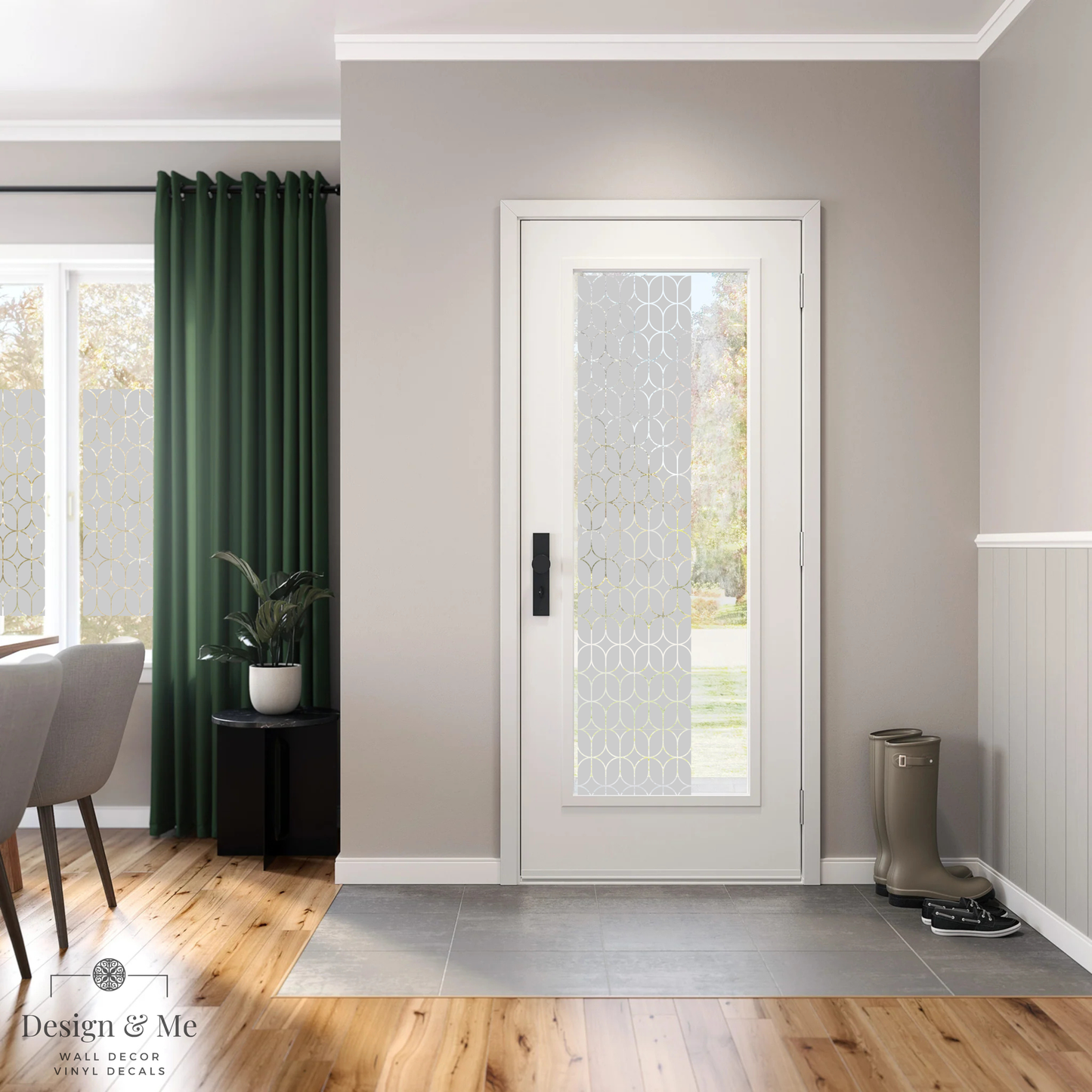 Frosted Glass Privacy Film, Decorative Etched Vinyl Decal, Modern Window Covering