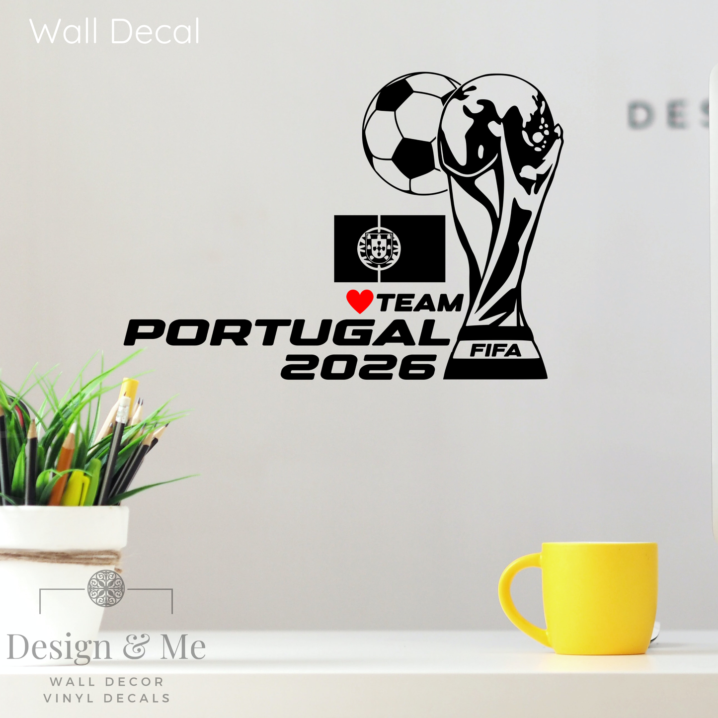 FIFA World Cup 2026 Car Vinyl Sticker | Portugal Soccer Laptop & Wall Decal | Support Your Favorite Team I Soccer Gift