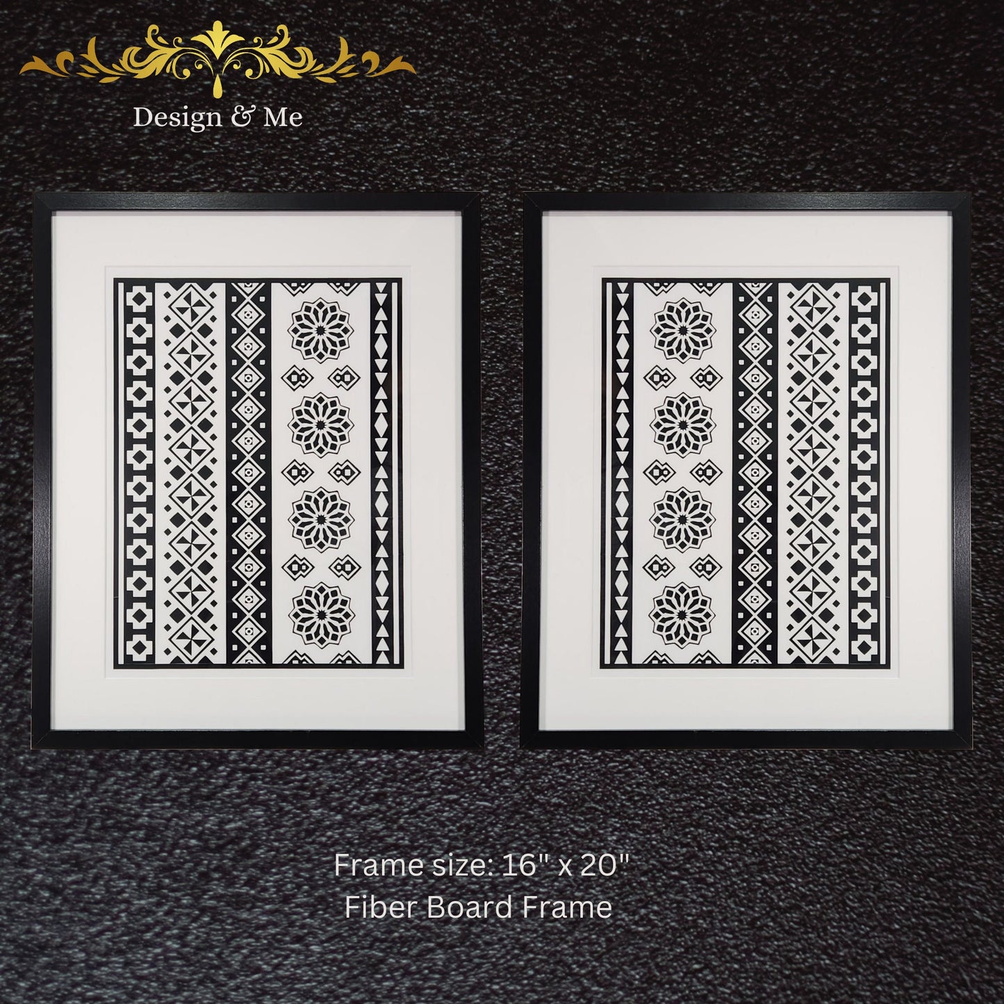 Black and white, Wall art, Home Décor, Framed Art, Indian Art, Indian, Frame, Handmade, Handcraft, Living room Art. Size 16" x 20" each.