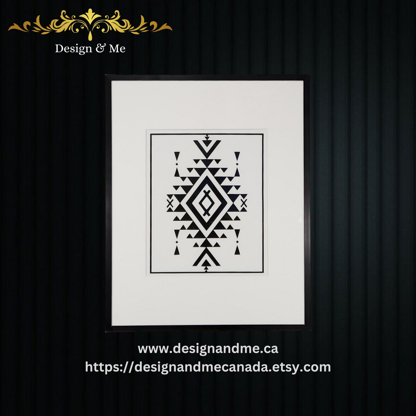 Black and white, Custom, Wall art, Home Décor, Framed Art, Indian Art, Indian, Frame, Handmade, Living room Art. Size 13" x 17" each.