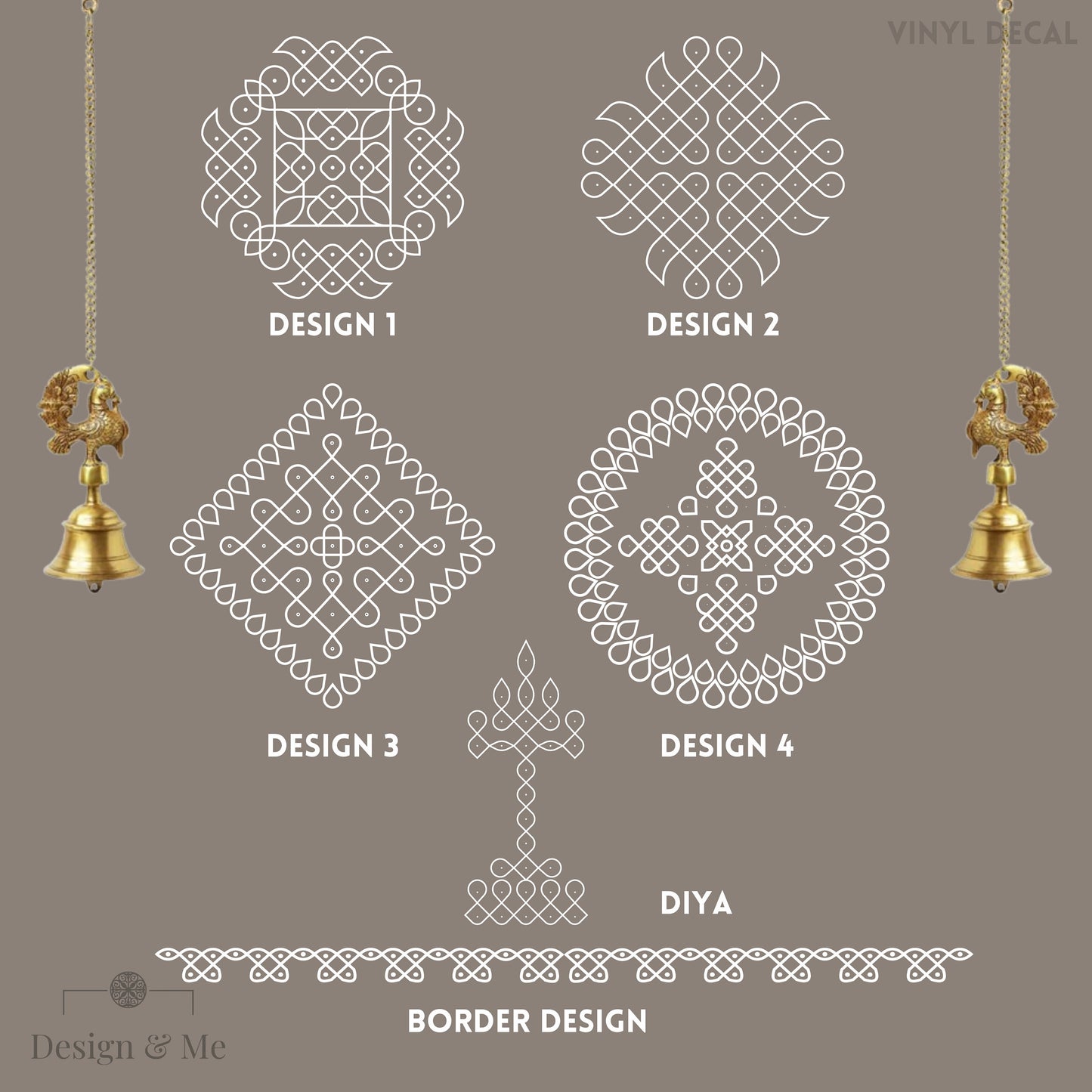 Kolam Designs vinyl decals - Kolam - Diya - Borders