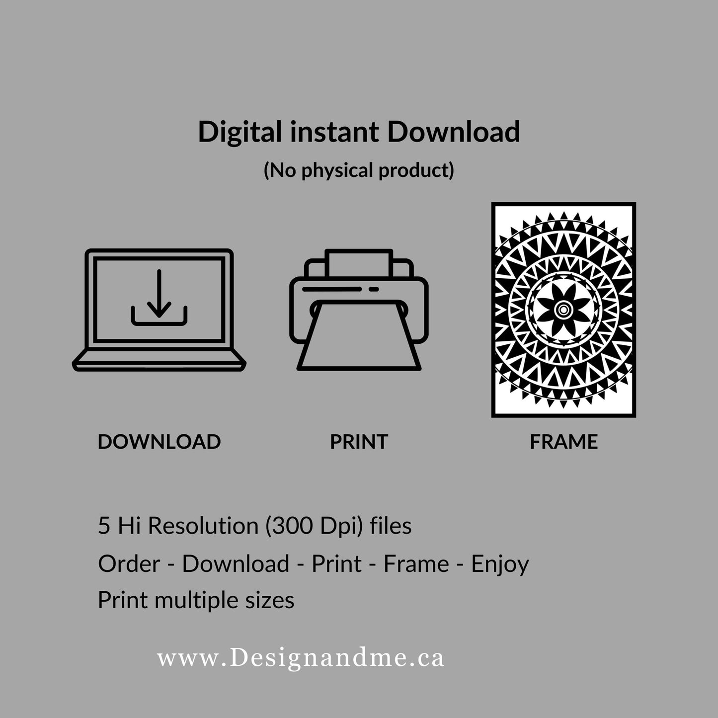 Digital download print set - Modern Gallery Wall Art Set of 3 - Black and white Mandala prints - Printable art Home Décor - Bedroom Décor