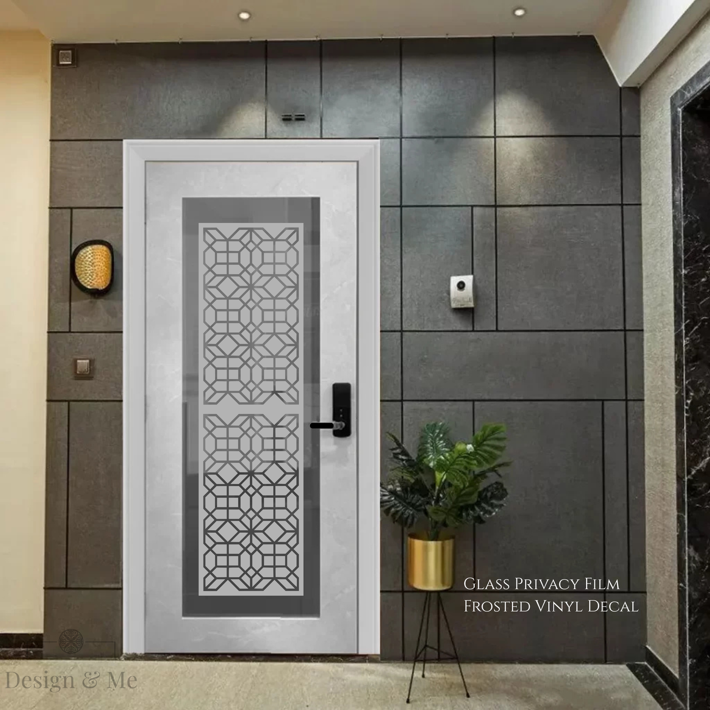 Frosted Glass Privacy Film, Decorative Etched Vinyl Decal, Modern Window Covering