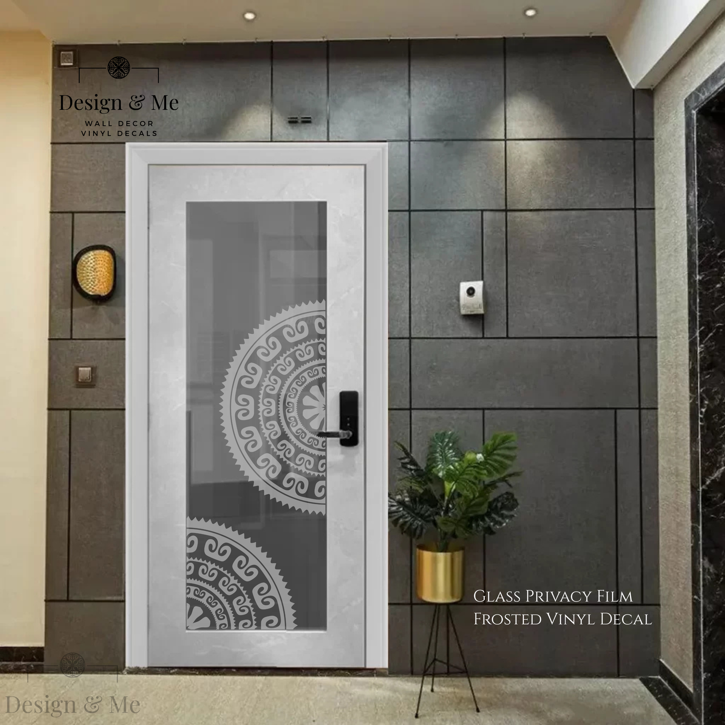 Frosted Glass Privacy Film, Mandala Decorative Etched Vinyl Decal, Modern Window Covering