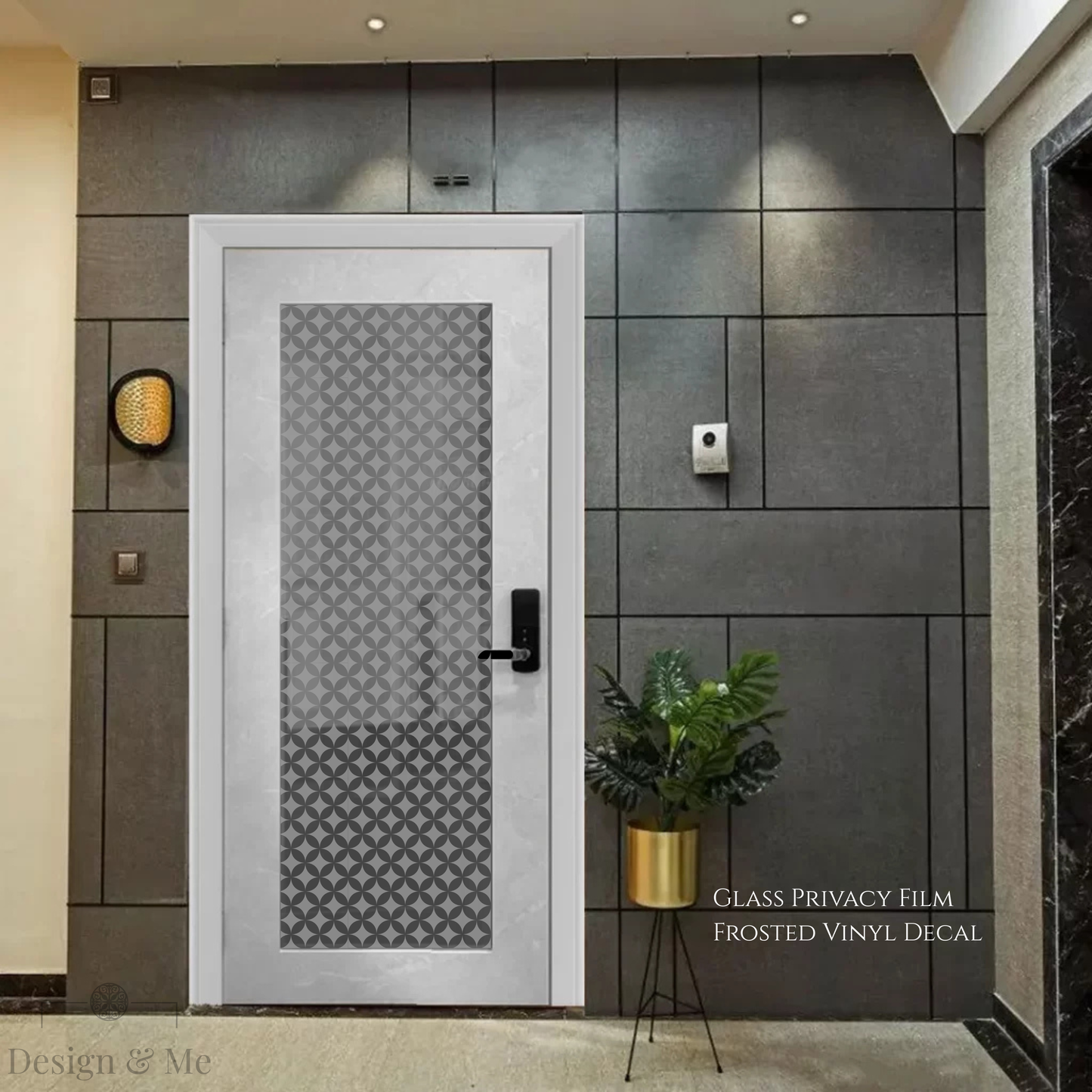 Frosted Glass Privacy Film, Decorative Etched Vinyl Decal, Modern Window Covering