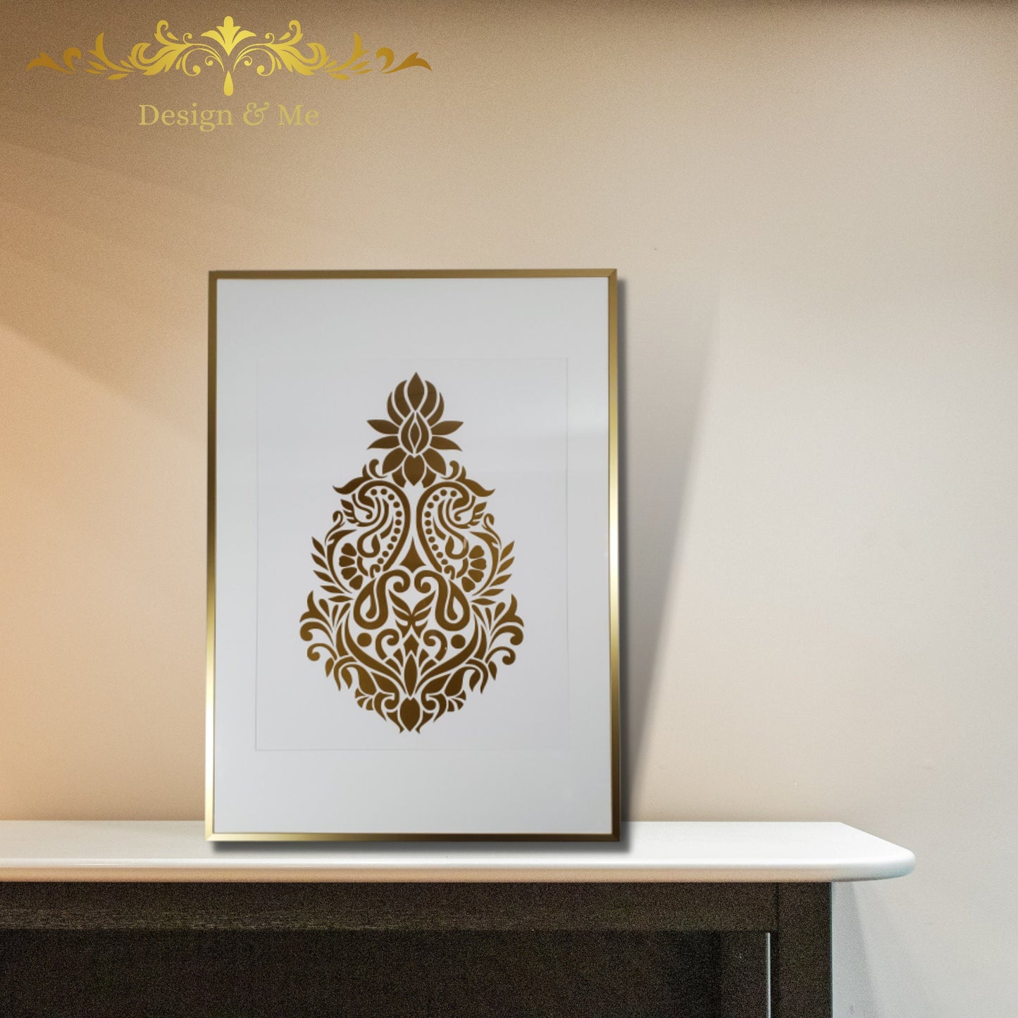 Indian traditional Wall art Home Décor, Gold wall décor Indian Art, Rajasthani wall décor Folk Art from India, Gold vinyl Indian motif décor