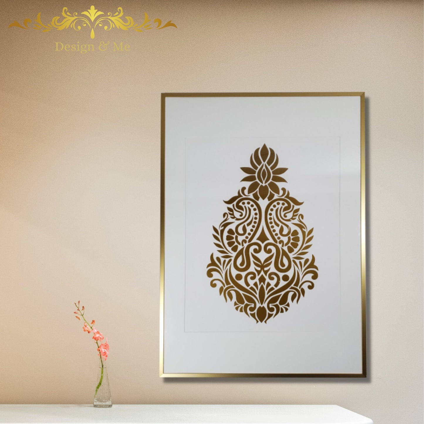 Indian traditional Wall art Home Décor, Gold wall décor Indian Art, Rajasthani wall décor Folk Art from India, Gold vinyl Indian motif décor
