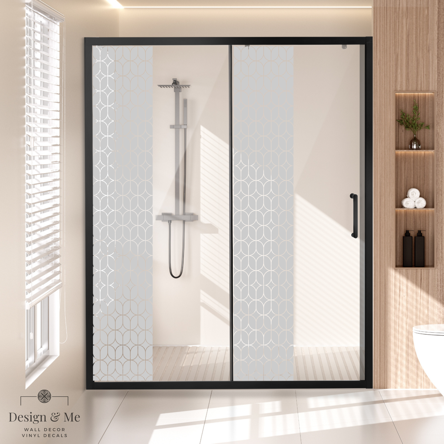 Frosted Glass Privacy Film, Decorative Etched Vinyl Decal, Modern Window Covering