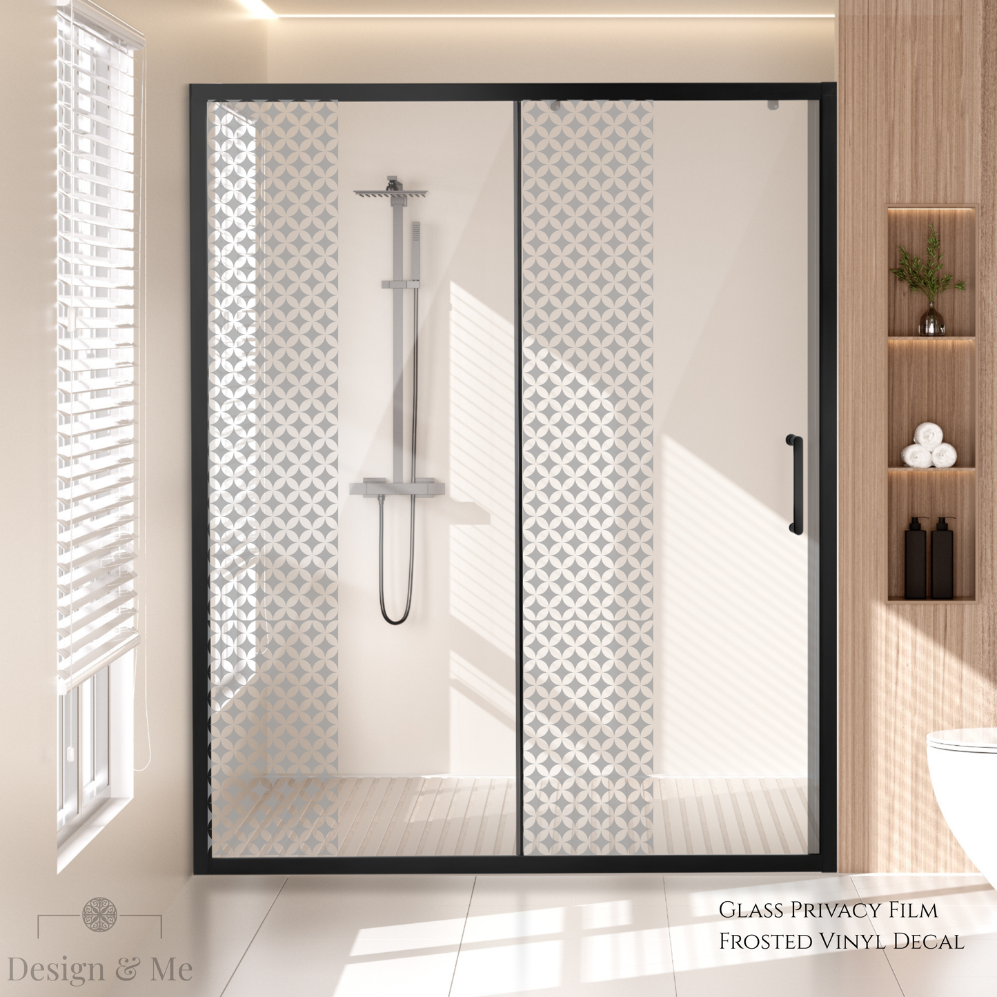 Frosted Glass Privacy Film, Decorative Etched Vinyl Decal, Modern Window Covering