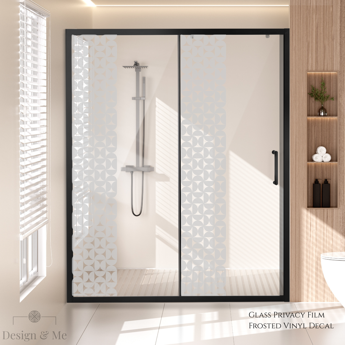 Frosted Glass Privacy Film, Decorative Etched Vinyl Decal, Modern Window Covering
