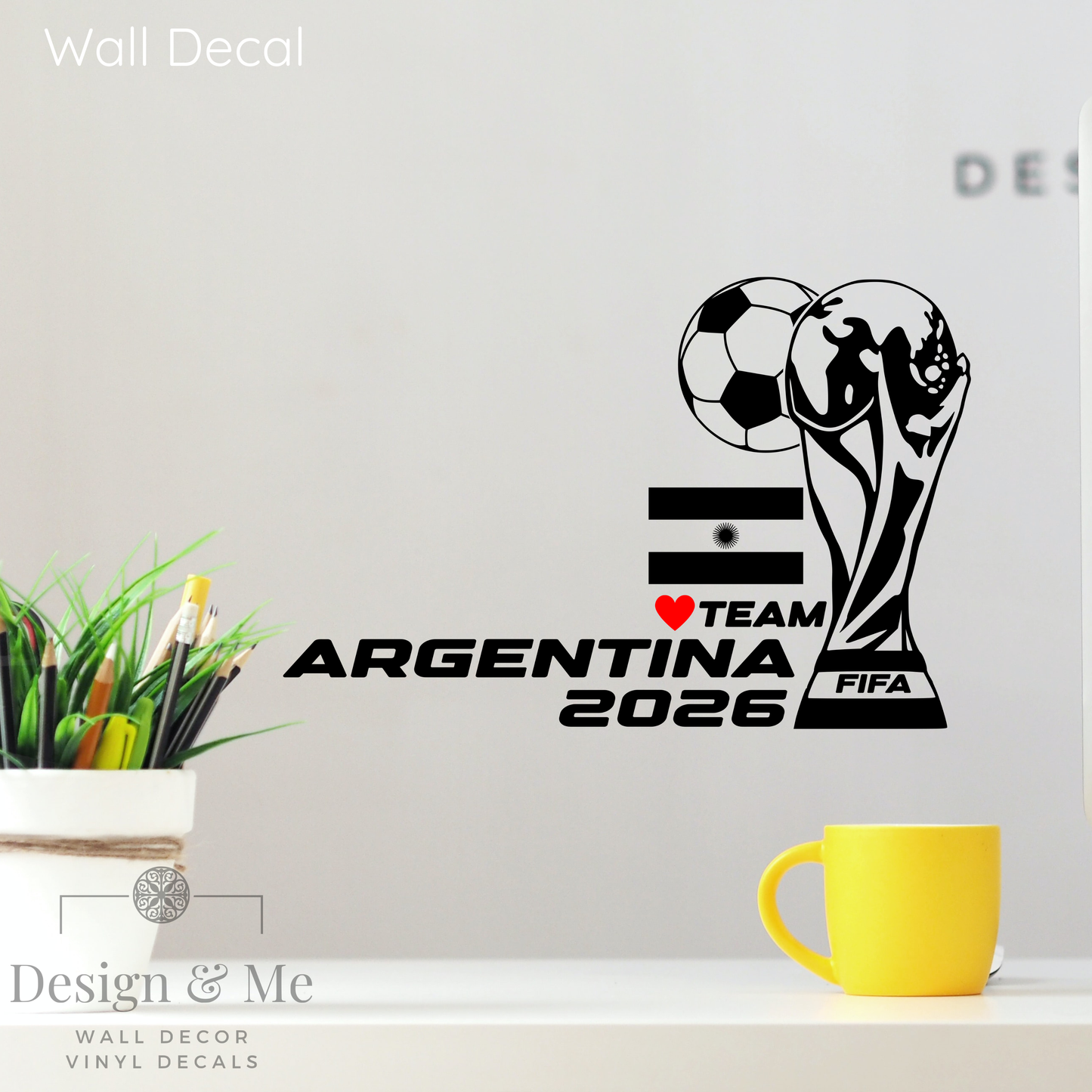 FIFA World Cup 2026 Car Vinyl Sticker | Argentina Soccer Laptop & Wall Decal | Support Your Favorite Team I Soccer Gift