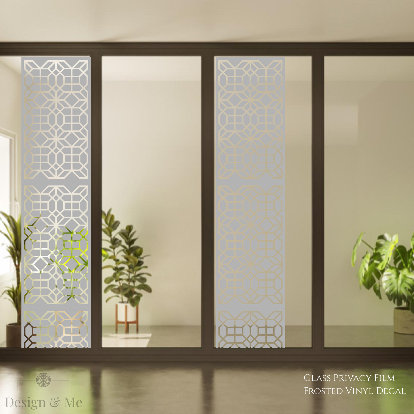 Frosted Glass Privacy Film, Decorative Etched Vinyl Decal, Modern Window Covering