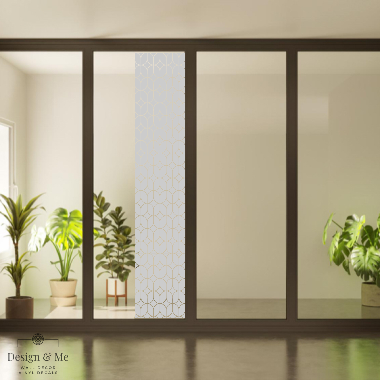 Frosted Glass Privacy Film, Decorative Etched Vinyl Decal, Modern Window Covering