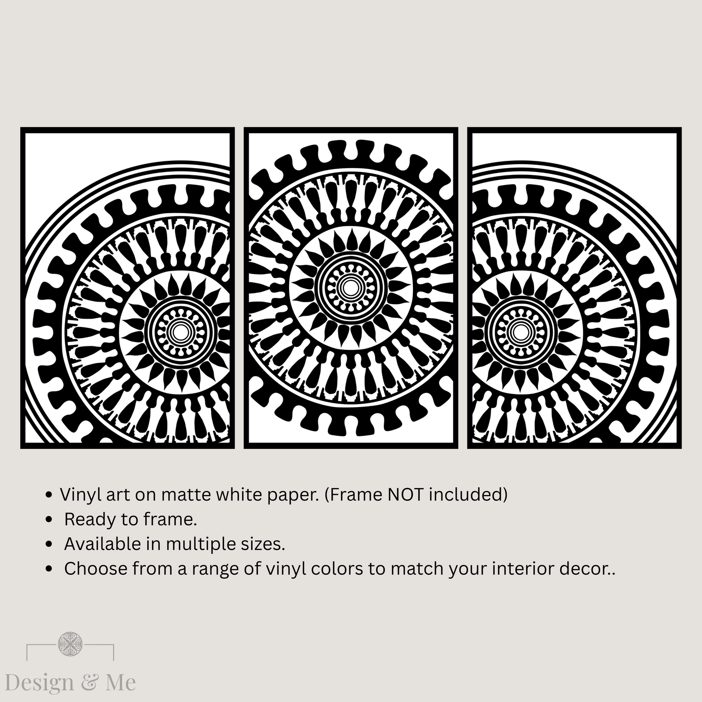 Black and white Vinyl Art on Paper - Modern Home Décor
