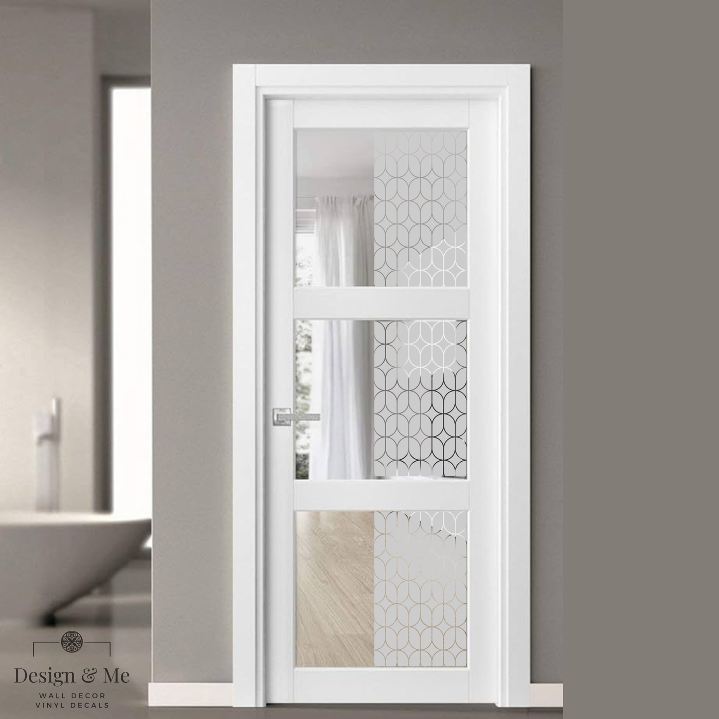 Frosted Glass Privacy Film, Decorative Etched Vinyl Decal, Modern Window Covering