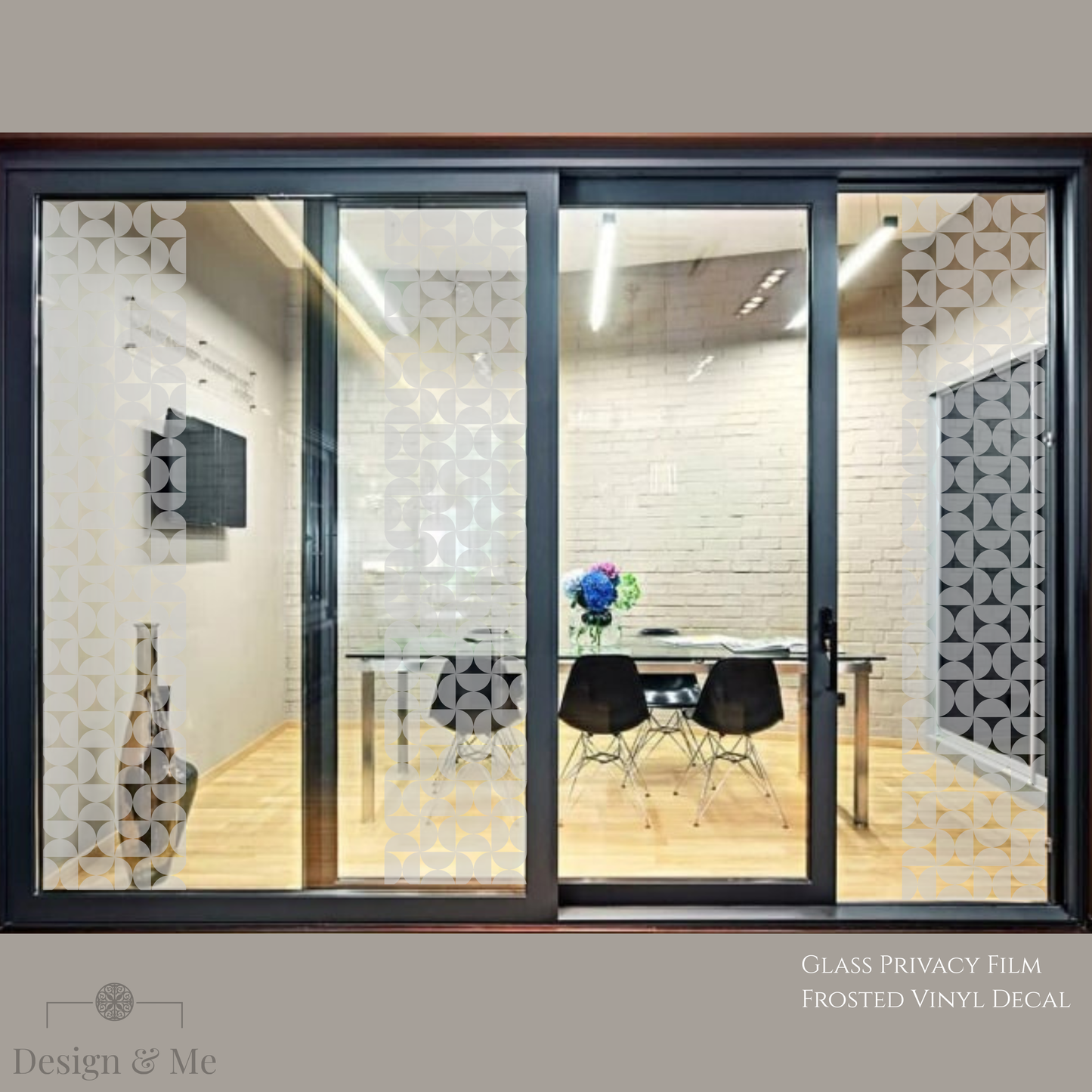 Frosted Glass Privacy Film, Decorative Etched Vinyl Decal, Modern Window Covering