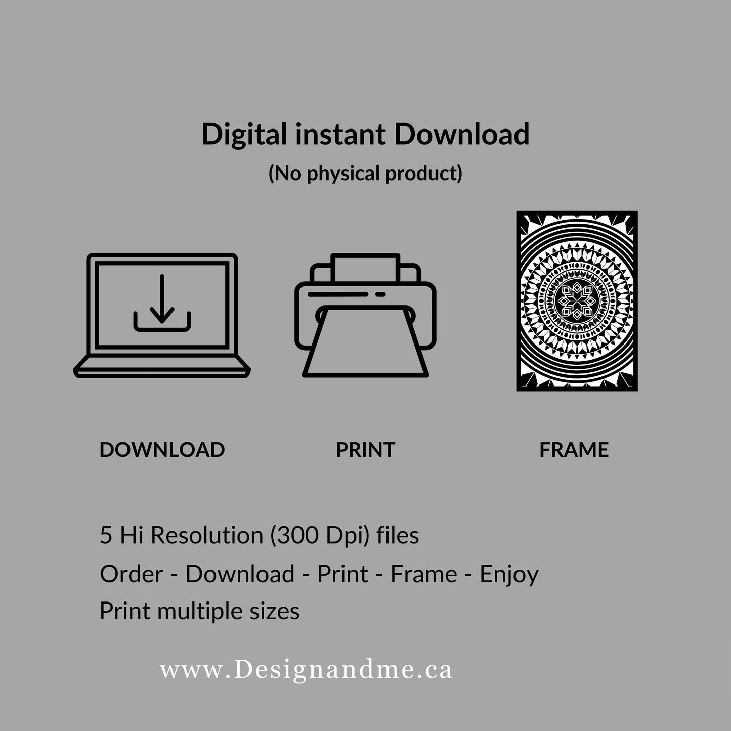 Digital download print set - Modern Gallery Wall Art Set of 3 - Black and white Mandala prints - Printable art Home Décor - Bedroom Décor