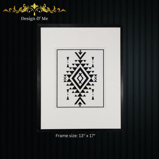 Black and white, Custom, Wall art, Home Décor, Framed Art, Indian Art, Indian, Frame, Handmade, Living room Art. Size 13" x 17" each.