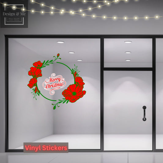 Christmas Wreath, Wreath Decor Removable vinyl Stickers, Christmas Wreath vinyl stickers Decor, Christmas Front Door, Christmas Ornaments,