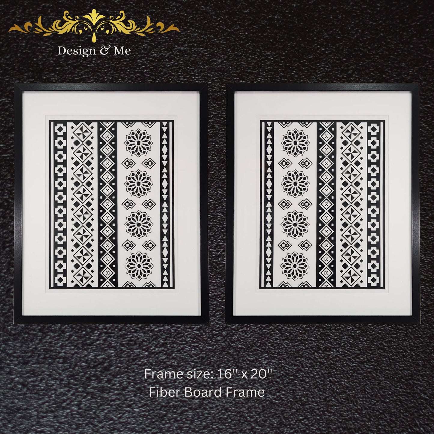 Black and white, Wall art, Home Décor, Framed Art, Indian Art, Indian, Frame, Handmade, Handcraft, Living room Art. Size 16" x 20" each.