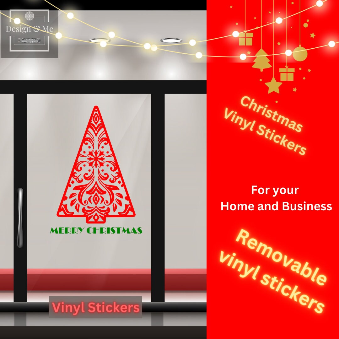 Christmas Wreath, Wreath Decor Removable vinyl Stickers, Christmas Wreath vinyl stickers Decor, Christmas Front Door, Christmas Ornaments,